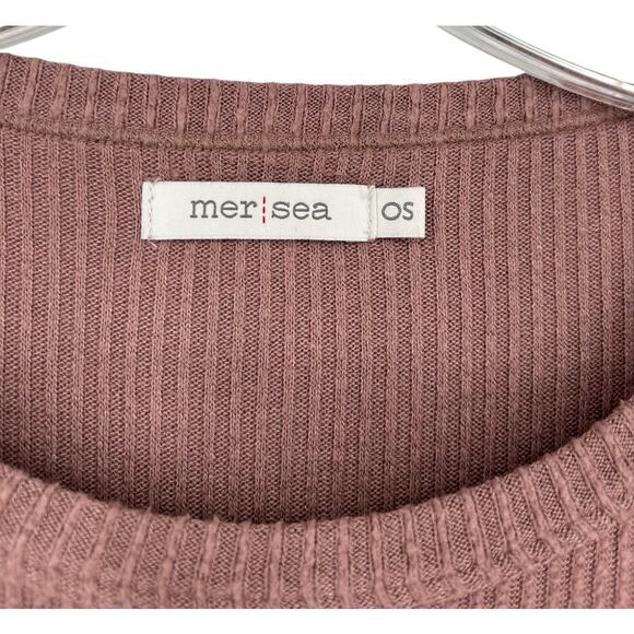 Mersea Oversized Ribbed Top Drop Shoulder Soft Cozy One Size Split Sides Boxy - Picture 9 of 10